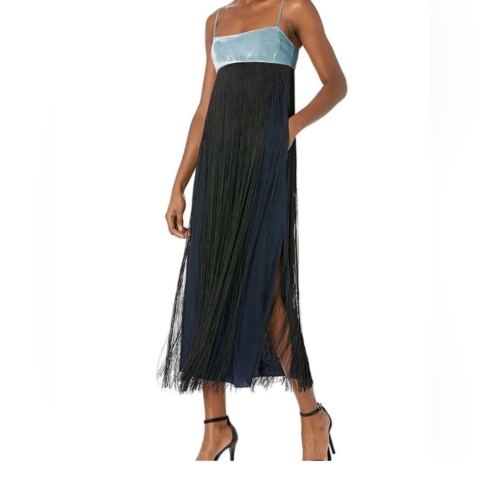 Rebecca Taylor Fringe Overlay Slip Dress WORN ONCE for a bridesmaid dress.